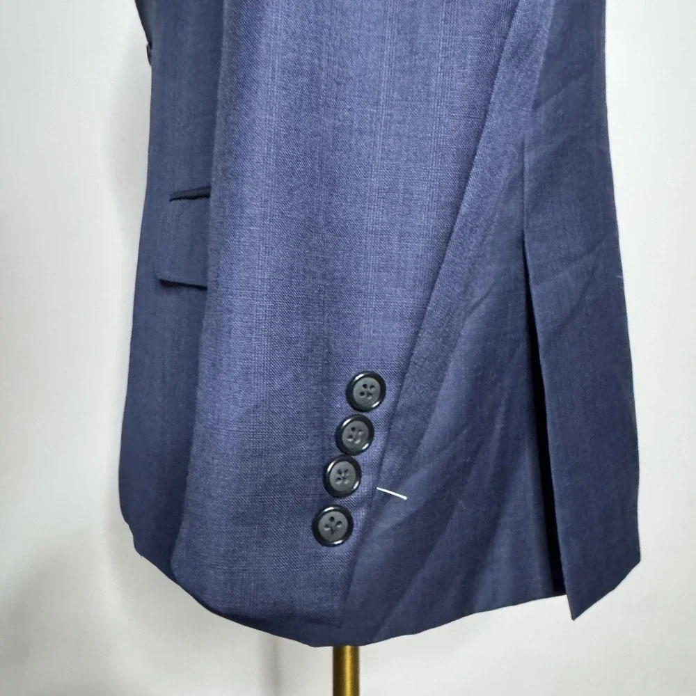 Hickey‎ Freeman Mens Navy Wool Suit Jacket Blazer Size 44S